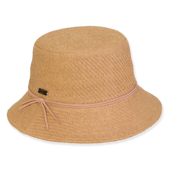 HH3375 Ecru Paper Straw Bucket, Colour: Tan, Size: O/S
