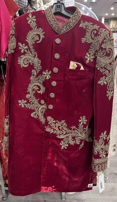 Red velvet sherwani
