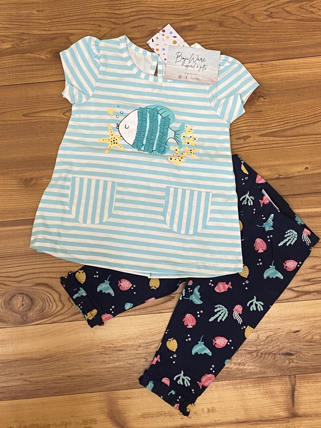 Fish Stripe Tunic and Capri Set