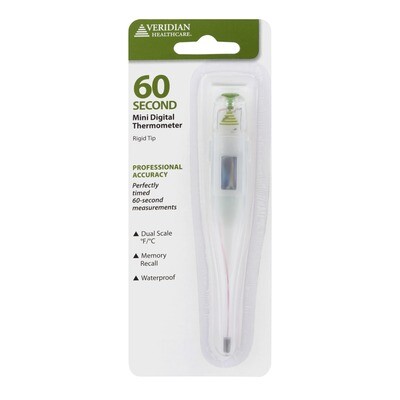 9075773 DIGITAL THERMOMETER WHT Veridian Healthcare White Digital Thermometer (Pack of 6)