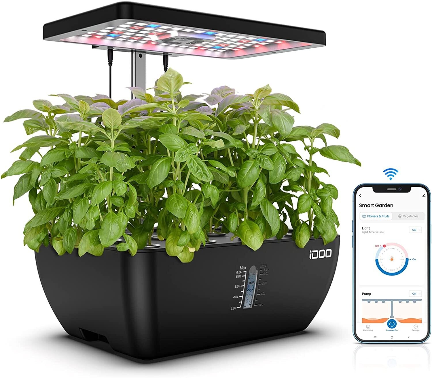 iDOO Hydroponic Propagation System, Smart WiFi Garden with LED