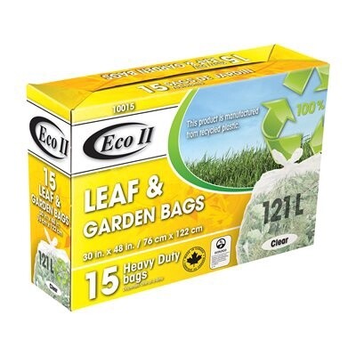 15PC LEAF &amp; GARDEN COLLECTION BAGS 30X48IN CLEAR