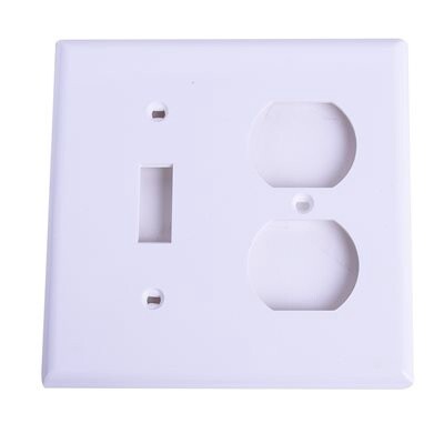 2 Gang 1 Toggle + 1 Duplex recp. Plate White