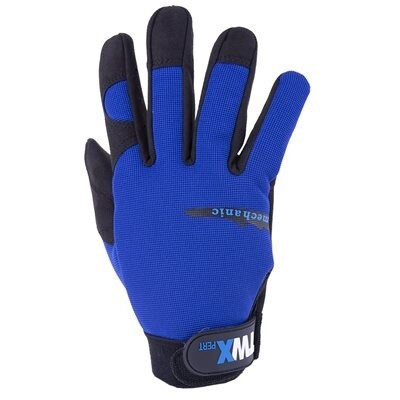 1 Pair Mechanic Gloves Blue/Black With Synthetic Leather Palm Black (XL)