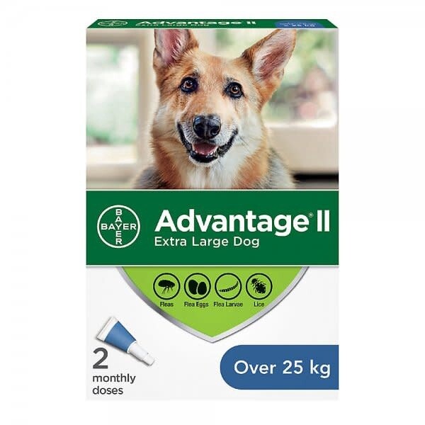 Advantage® II Extra Large Dog Once-A-Month Topical Flea Treatment - Over 25 kg, Size: 2-Pack