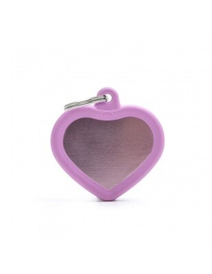 ID Tag Aluminum Pink Heart with Rubber