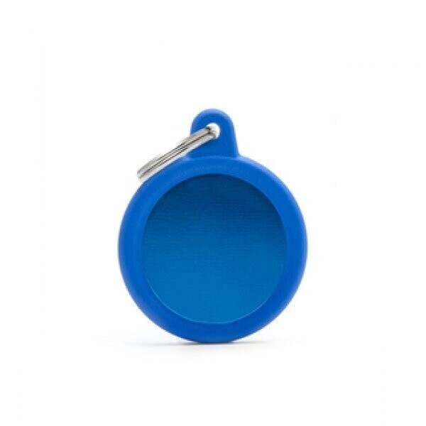 ID Tag Aluminum Blue Circle With Blue Rubber