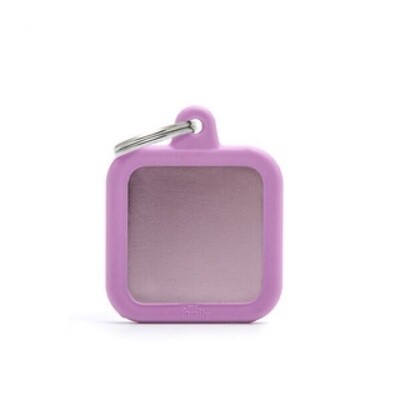 ID Tag Aluminum Pink Square with Rubber