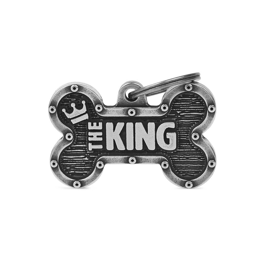 ID Tag Big Bone "The King" Antique Silver