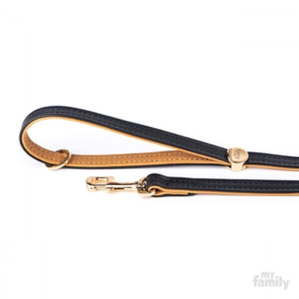 Hermitage - black and ochre leather leash Small