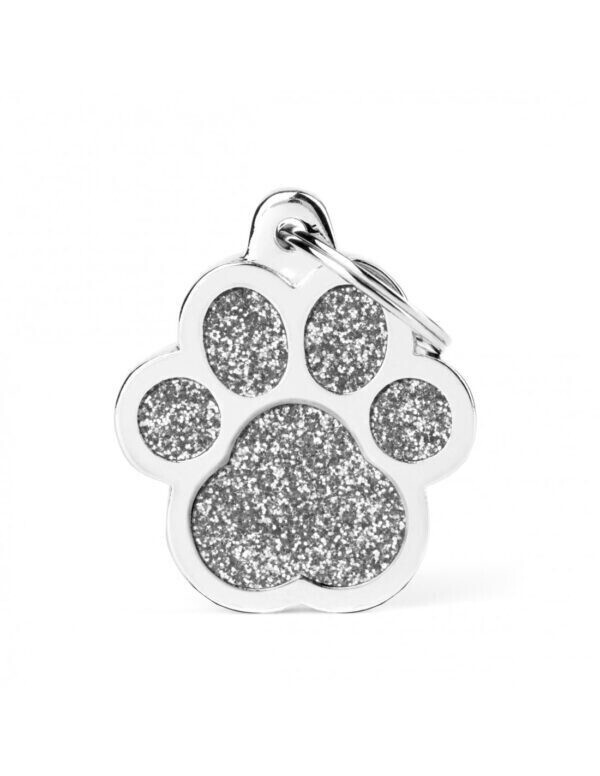 ID Tag Big Paw Grey Glitter