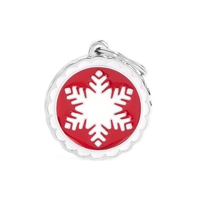 ID Tag &quot;Big Red Circle White Snowflake&quot;