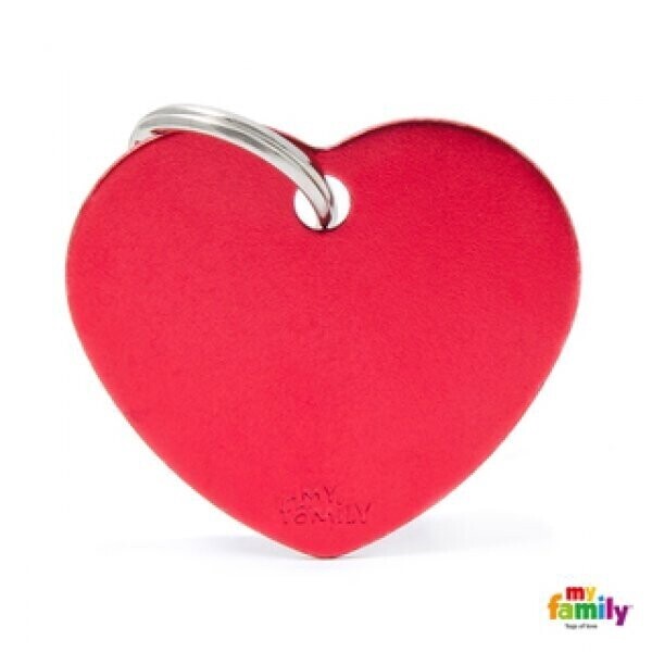 ID Tag Red Big Heart in Aluminum
