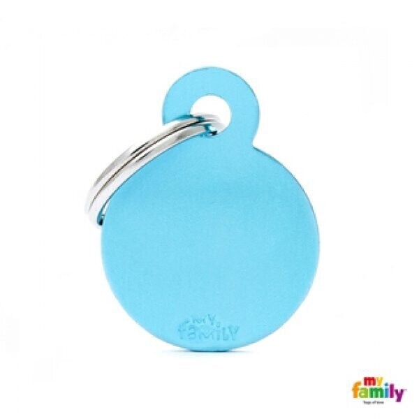 ID Tag Light Blue Small Circle in Aluminum