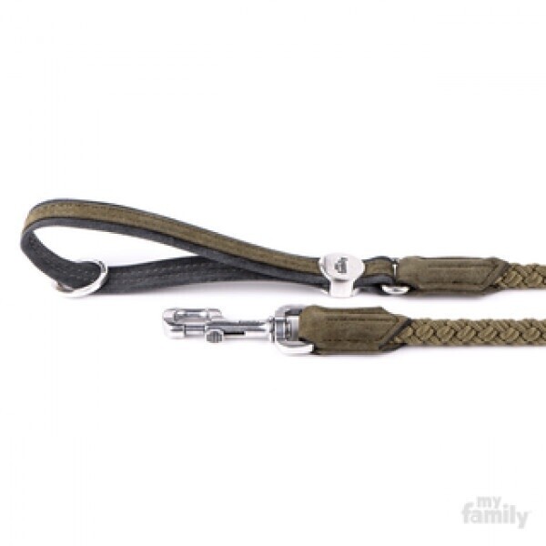 London - green and black leatherette leash