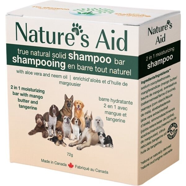 Nature's Aid True Natural Solid 2 in 1 Mango Butter & Tangerine Dog Shampoo Bar