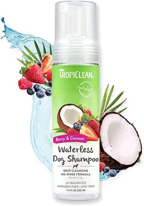 TropiClean Deep Cleansing Waterless Shampoo for Dogs, 7.4oz