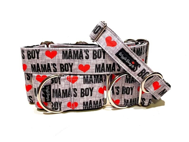 Wiggle Bumz - Mama's Boy Grey Dog Collar