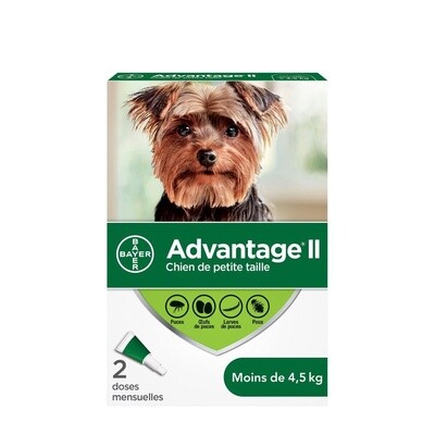 Advantage® II Traitement topique contre les puces pour petits chiens une fois par mois - Moins de 4,5 kg