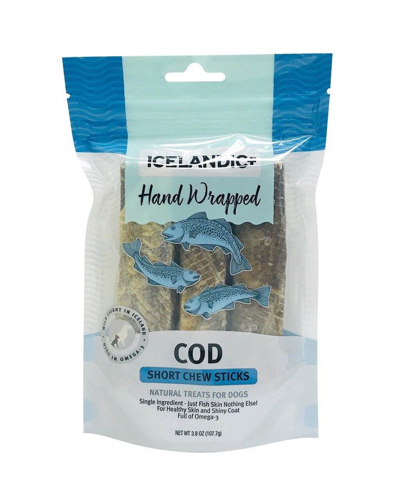 Icelandic+ Hand Wrapped Cod Skin Short Chew Sticks Dog Treats