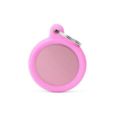 ID Tag Pink Circle with Pink Rubber