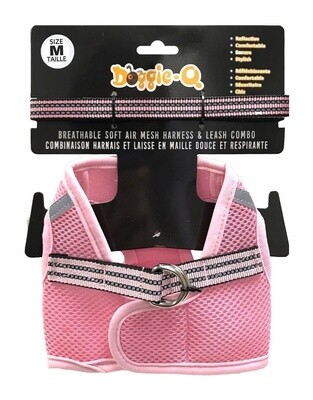 DQ Mesh Dog Harness/Leashe Combo - Pink