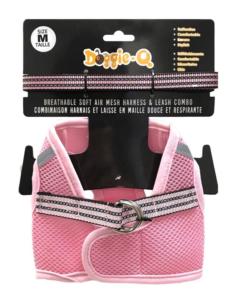 DQ Mesh Dog Harness/Leashe Combo - Pink, Size: XS
