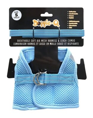 DQ Mesh Dog Harness/Leashe Combo - Blue