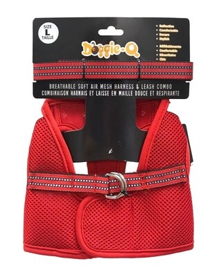 DQ Mesh Dog Harness/Leash Combo - Red