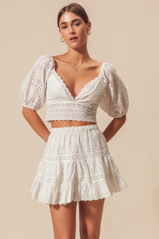 GiGi Lace Puff Top And Skirt