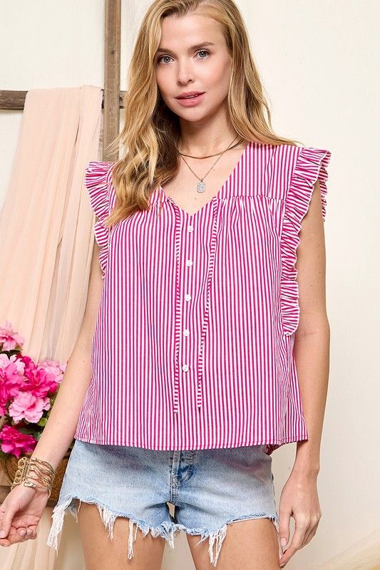 Julia Ruffled Striped Blouse