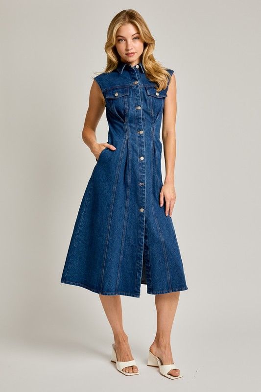 Elodie Sleeveless Denim Midi Dress