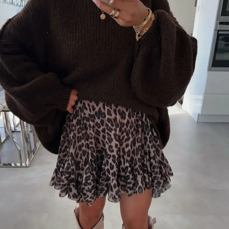 Amanda Leopard Short Skirt