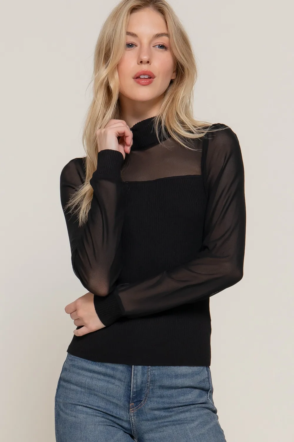 SALE Kim Mesh Long Sleeved Top