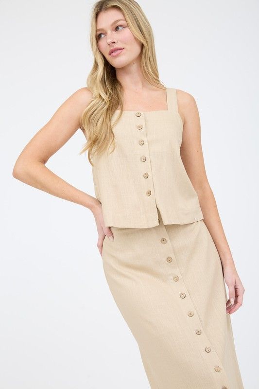 Salome Linen Sleeveless Tank Top