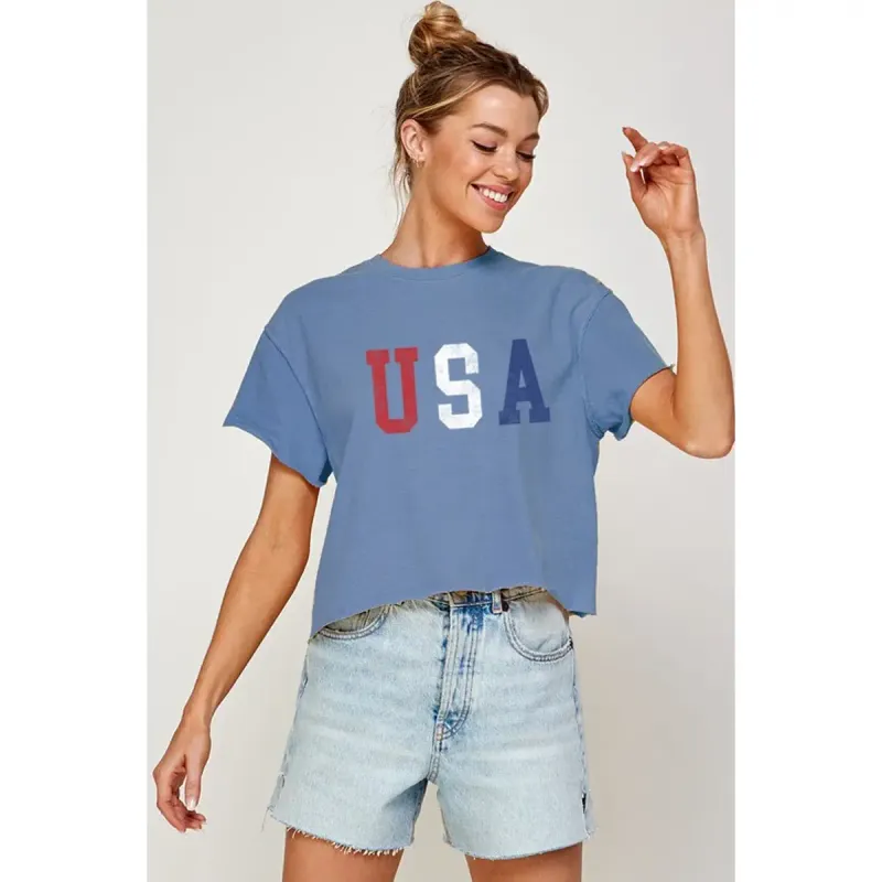 Maggie Cropped Patriotic Shirt