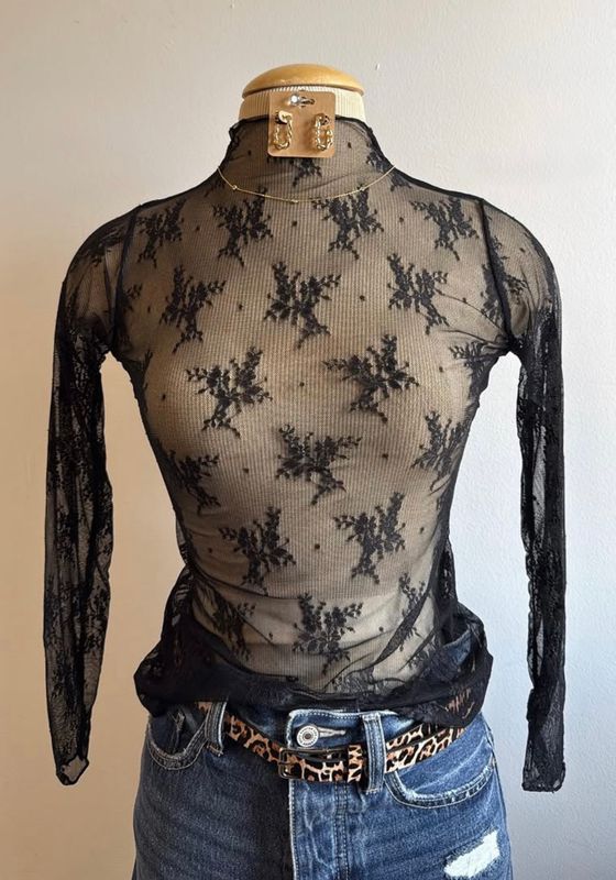 Rose Mesh Long Sleeved Top