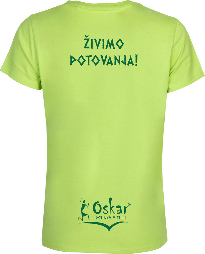 Ženska majica iz organskih materialov "175 g", Barva: Zelena, Velikost: S, Oskarizem: "Živimo potovanja!"