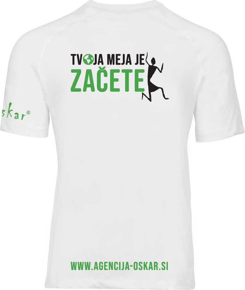 Moška športna majica "165 g", Barva: Bela, Velikost: S, Oskarizem: "Tvoja meja je začetek"