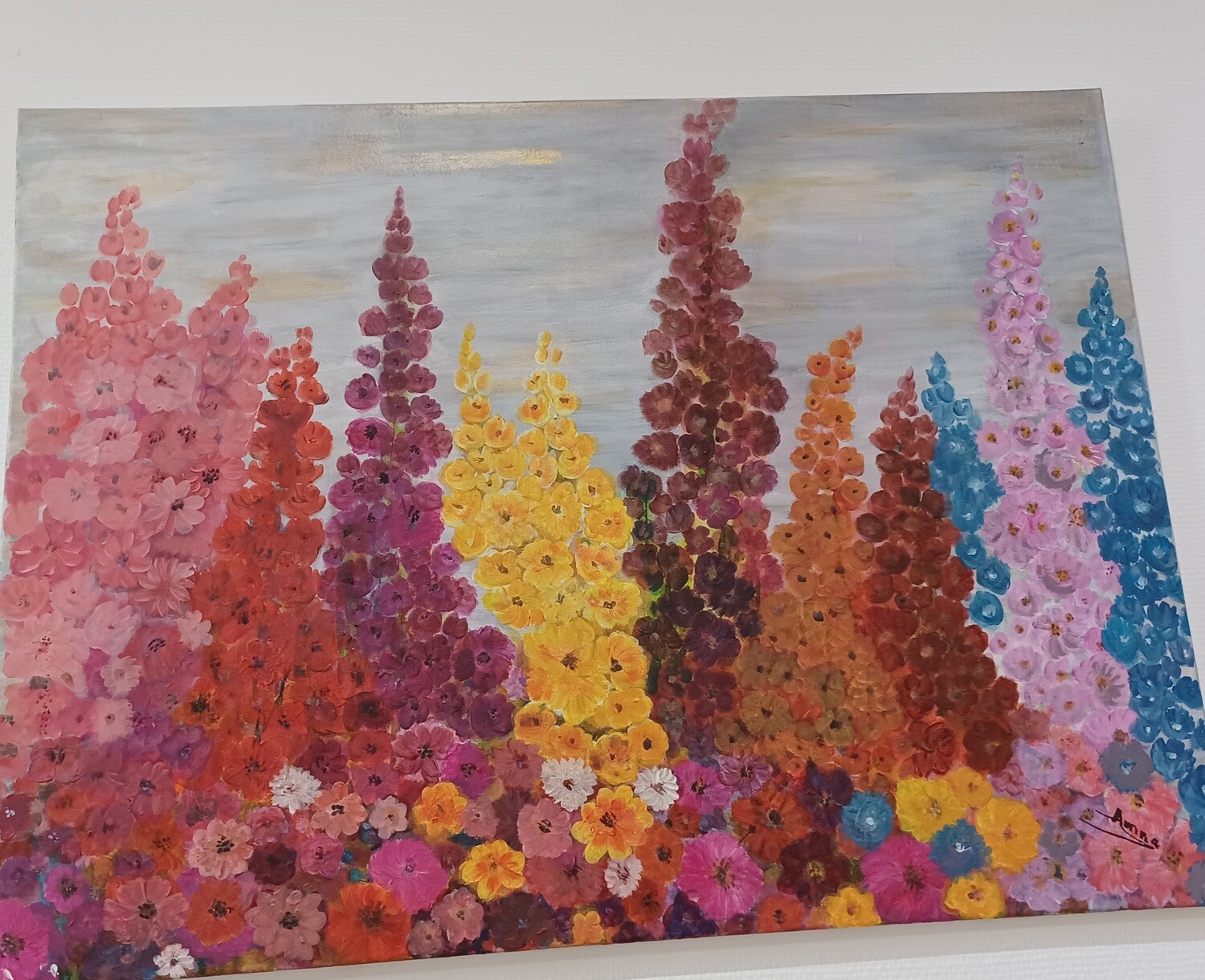 Tableau fleurs,acrylique sur toile 
80/60cm