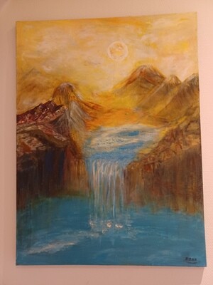 Tableau acrylique sur toile 80/60cm :Belle vue nocturne