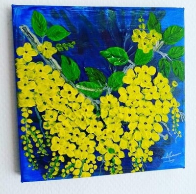 Tableau jaune bleu 20/20cm 