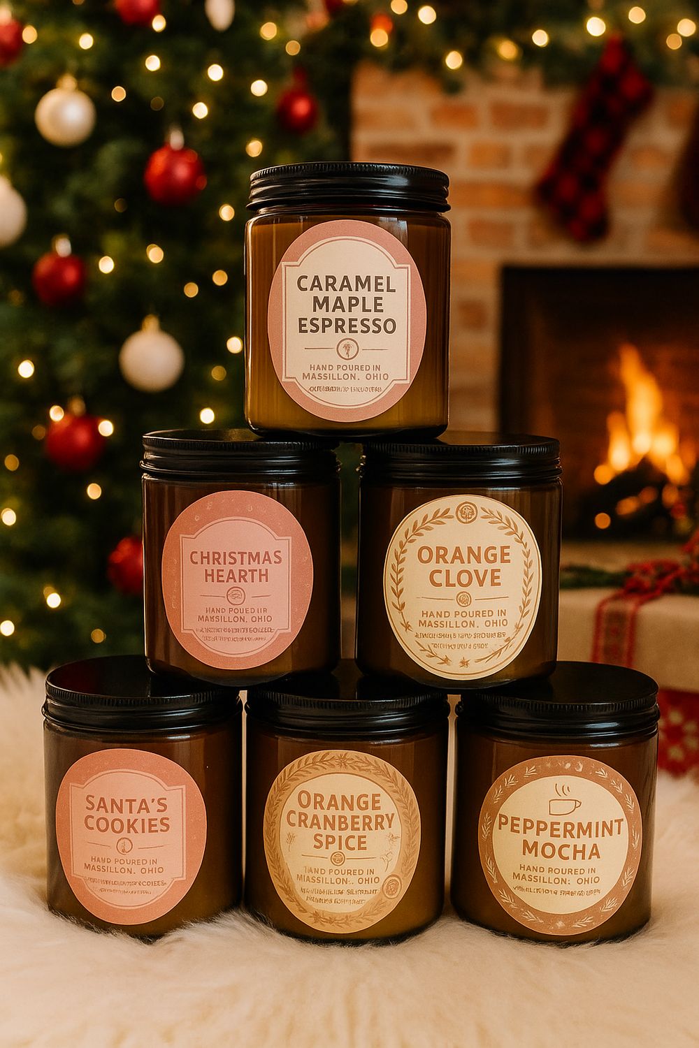 Cozy Christmas Candles | Amber glass | 8oz Soy wax | Hand poured