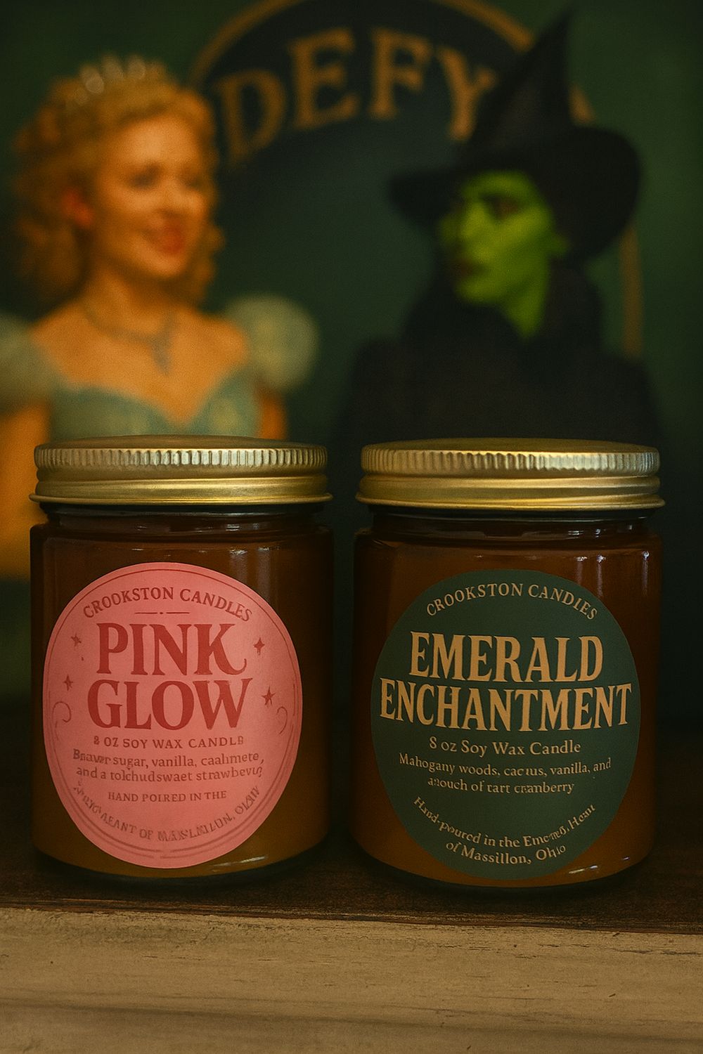 Pink &amp; Emerald Collection 8oz Hand Poured Soy Wax Candles