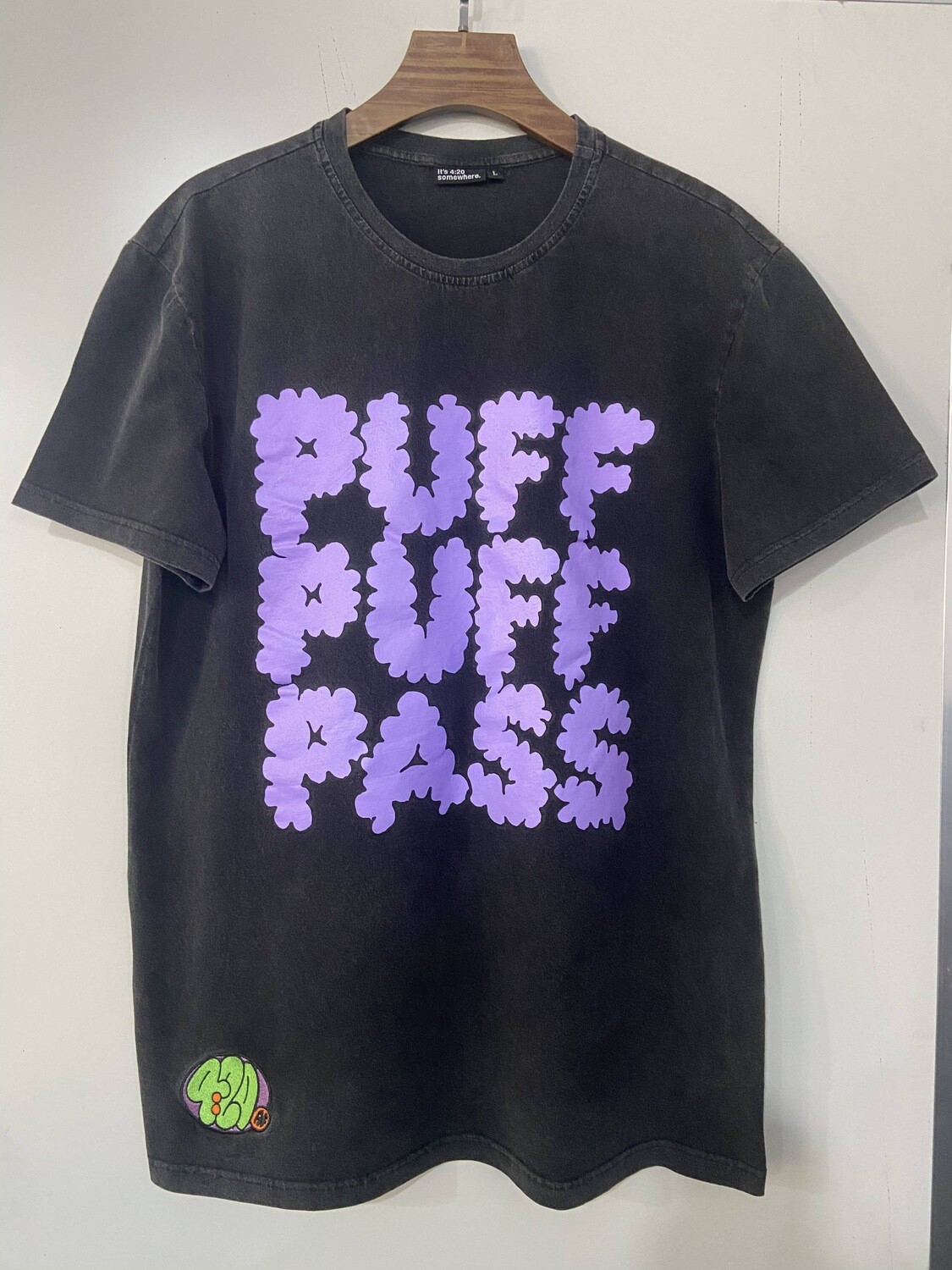Puff Puff Pass T-Shirt Vintage Acid Washed 100% Cotton High Quality Shirt JUMBO Screen Print