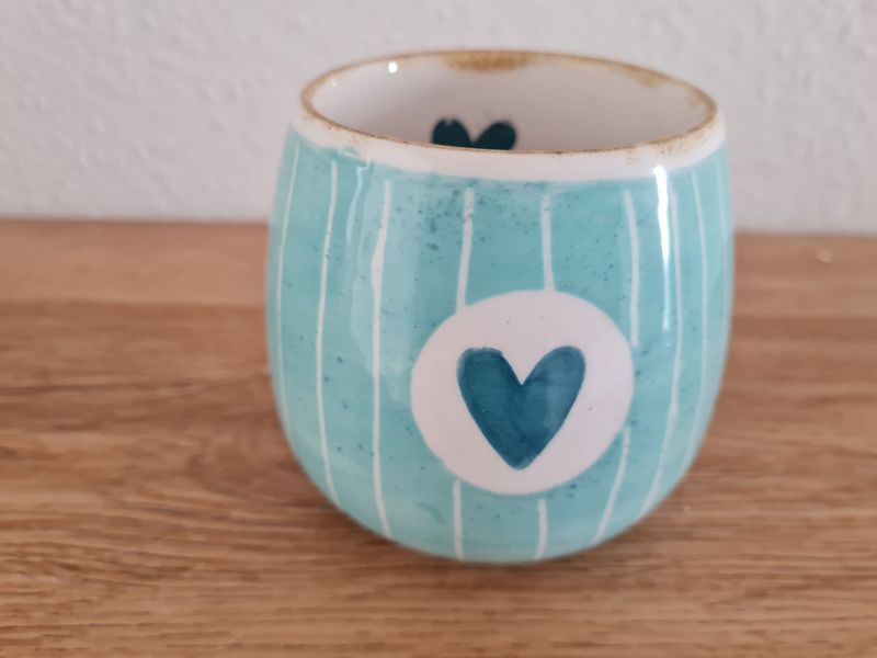 Malset Becher Hand Türkis (Höhe 9 cm Ø 10 cm)