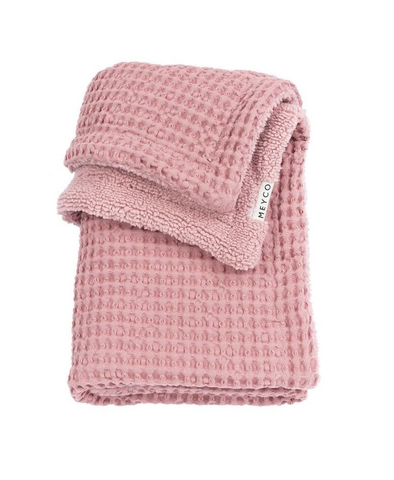 Wiegdeken wafel Teddy, Old pink