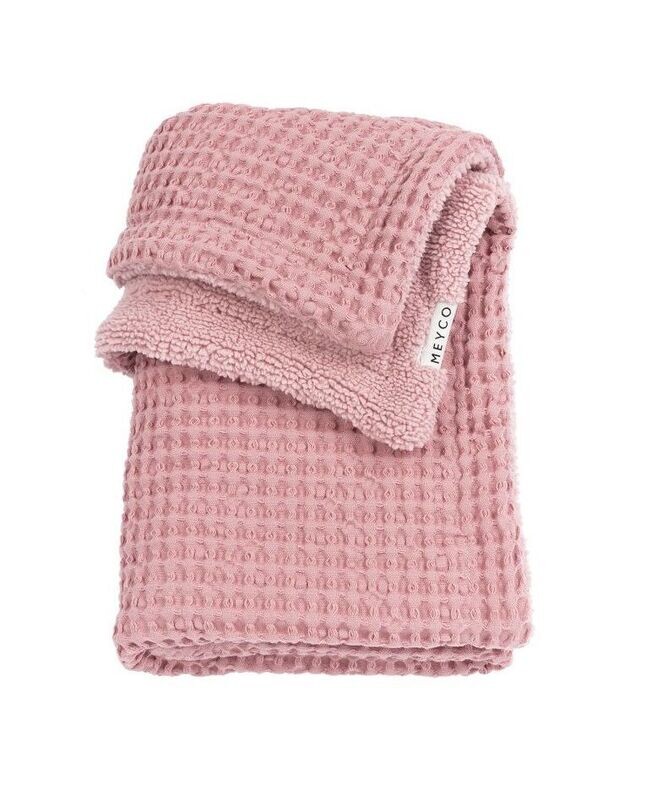 Wiegdeken wafel Teddy, Old pink