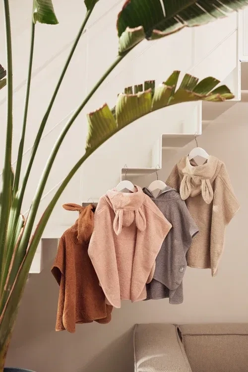 Badponcho badstof, pink