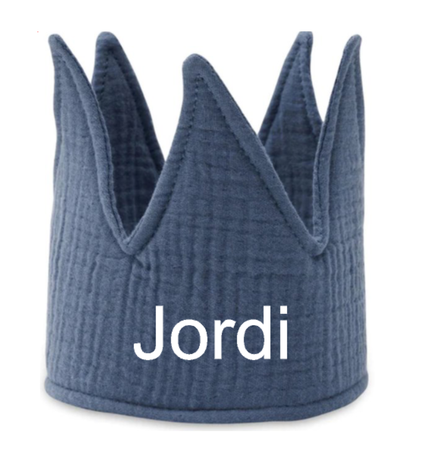Verjaardagskroon met naam, jeans blue